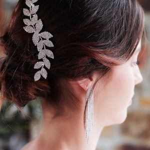 Bride Bridal sparkly Leaf Comb Headpiece